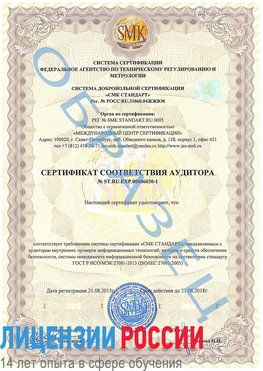 Образец сертификата соответствия аудитора №ST.RU.EXP.00006030-1 Тихорецк Сертификат ISO 27001